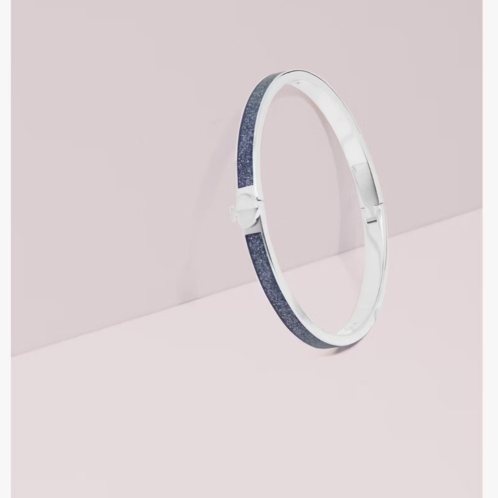Kate Spade Glitter Thin Enamel Spade Bangle in Navy